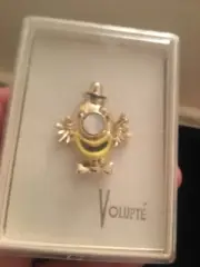 1960s VOLUPTE Clown Pin Brooch with Pearl Nose ~ Vintage but NIB ~ Made in USA