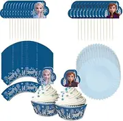 Disney’s Frozen II Glitter Cupcake Kit - Pack of 72 - Includes Baking Cups, Glitter Wrappers & Cupcake Picks - Perfect for Kids' Parties & Baking Fun