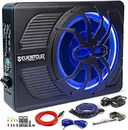 Seventour 10" 800W Slim Under-Seat Active Powered Car Truck Subwoofer Sub Low Profile (Subwoofer + Mounting Wire Kit)