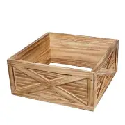 Christmas Tree Collar Box, 26" L Brown Wooden Tree Collar, Christmas Tree Sta...
