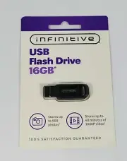 INFINITIVE USB FLASH DRIVE 16GB. 900 photos/40 minutes of video ready. B4