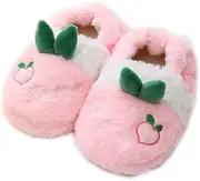 [JadeRich] Toddlers Kids Lightweight Fruit Plush Slippers Cartoon Winter House Shoes for Boys Girls