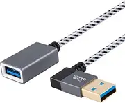 CableCreation USB 3.0 A-Male to A-Female 1 ft Extension Cable, Right Angle 90 Degree USB 3.0 Extender Cord Compatible with Oculus VR, Xbox, Keyboard, Printer, Scanner,Space Grey Aluminum