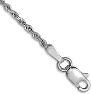 [JewelryWeb] 14k White Gold Lobster Claw Closure 1.5mm Sparkle Cut Rope Chain Ankle Bracelet Anklet for Women and Men