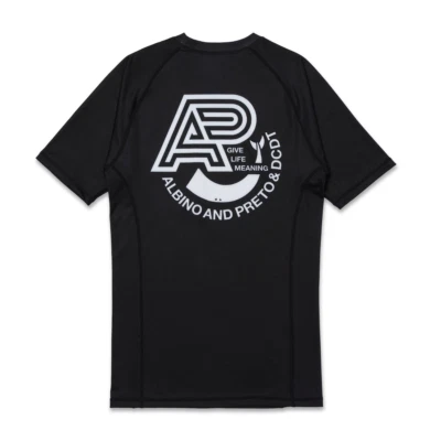 Albino & Preto x DCDT Rash Guard Black BJJ MMA Jiu Jitsu Short Sleeve Top