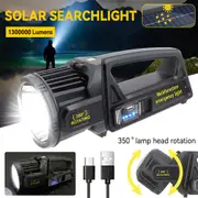 Led Flashlight Spotlight Solar Rechargeable Handheld Searchlight Super Bright