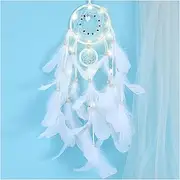 Wind Chimes Purple Feather Crafts Dream Catcher Wind Chimes Handmade Dream Catcher Wall Hanging car Home Decoration Year Decoration Gift Wind Chimes Outdoor (Size : HWithlight)