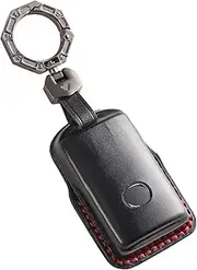 ontto Leather Car Key fob Cover Fit for Mazda 3 Alexa Mazda 3 CX-30 CX-5 CX-9 Mazda 3 Sedan 2019 2020 smart leather Key case keyring Key Shell holder bag keychian