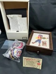 Vintage Thorens Movement Switzerland Needlepoint Embroidery PictureMusic Box New