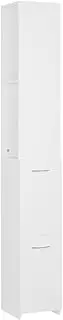 vidaXL Bathroom Cabinet in Elegant White - Spacious, Durable Engineered Wood, Sleek Scandinavian Design, Easy Assembly, 25x26.5x170 cm