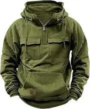 [Ctreela] Military Tactical Hooded Jackets, Western Cargo Pullover Hoodies, Big and Tall Retro Outdoor Sports Coats for Men