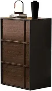 [GUAWJRZDP] Chest of Drawers, Wood Storage Cabinet, Drawer Chest, Entertainment Center with Drawers, Living Room Drawer Side Cabinet, for Living Room, Hallway, Office, Rustic(Walnut+Black,L60cm/23.6in)