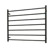 Radiant RTR08 Round Bar Heated Towel Rail - 900 x 750mm- Matte Black - Stainless Steel - Bottom Right/Top Left Wiring