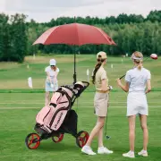Costway3 Wheel Folding Golf Walking Push Cart with Coated Storage Bag-Red