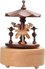 Qianly Carousel Music Box Cute Clockwork Toy Rotation Crafts for Daughter Baby Kids