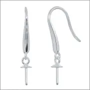 2 Sterling Silver Teardrop French Hook Earring Ear Wire w/ 4mm Pearl Cup #97095