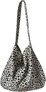 [MdouLy] Modern Leopard Print Crossbody Bag Stylish Canvas Shoulder Bag for Women Versatile Cloth Tote