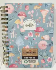 Clementine Spiral Notebook Mushrooms Journal Blue Pink Hardcover Lined Pages NEW