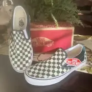 Vans Checkerboard Classic Slip-On Bistro Green True White Shoes Mens Size 10.5