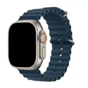 49mm/46mm/45mm/44mm - Midnight Blue Silicone Ripple Strap for Apple Watch , Compatible with Apple Watch Ultra 1&2, Series 10/9/8/7/6/SE/5/4/3/2/1 [WTAGEN0148]