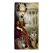 Loup Garou the Temple Beautiful Maiden and Wolves Beach Towels Medium Large Extra Large