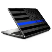 Universal Laptop Skins Wrap for 14" - thin blue line flag distressed