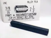 3/8-16x2-1/2 Hex Socket Set Screws Cup Point Alloy Steel (4)