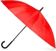 Totes Large Eco Auto-Open 24 Rib Stick Umbrella w/A Classic J Hook Curved Handle