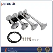 For Truck Car SUV Vans Loud 135dB 12V 4 Trumpet Train Air Horn Kit Chrome Plated