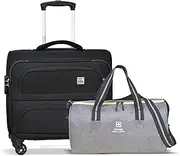 Swiss Military Combo Pack of Soft Sided Laptop Roller Case and Duffle Bag, Laptop Trolley Bag 32 Liters Black, LTB7 and DB10, Black, Luggage, Black, LTB7+DB10, Luggage, Black, LTB7+DB10, Luggage