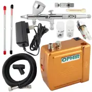 OPHIR 3 Tips Dual Action Airbrush Kit 12V Mini Air Compressor Hobby Model Cake