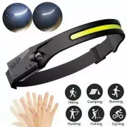 Headlamp COB LED USB Rechargeable Headlight Torch Work Light Bar Head Band Lamp
