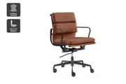 Matt Blatt Eames Premium Replica Low Back Soft Pad Office Chair Genuine Leather (Tan/Black)