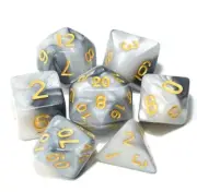 7 White Grey Dice Set Polyhedral Dark DND RPG Board Table Games Fantasy D&D