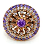 Ottoman Empire Style 3CT Amethyst & Topaz 925 Sterling Silver Ring Sz 8 BT1