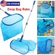 Pool Skimmer Leaf Rake Deep Net +Pole Cleaning Swimming Pool Fine Mesh Netting