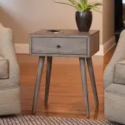 Decor Therapy (2) Side Tables Square Mid Century Modern Gray Tapered Legs