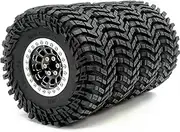 HOBBYSOUL 2.2 Tires Tyres Height 5.0'' & 2.2 Beadlock Wheels Rims Black Silver Fit For RC Mud Crawler Trail Gen8 Everest gen 7 Pro/Axial Capra Wraith / TRX4, (4-Pack, Assembled)