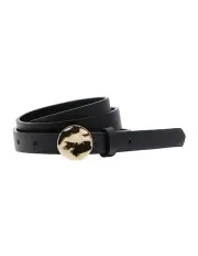 [Veronika Maine] Hammered Disk Skinny Leather Belt in Black
