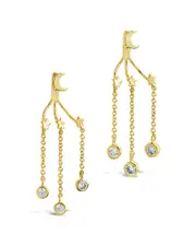 Sterling Forever 14K Plated Moon & Star Jacket Earrings