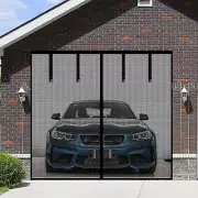 Magnetic Garage Screen Door 9X7Ft for 1 Car Garage - Fiberglass Mesh with Strapp
