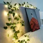 Multi-purpose Green Leaf Vine LED Lights String Wall Hanging