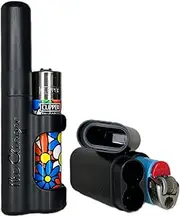 The Clinger - Cigarette Case, Holds 2, Smell Proof, Crush Proof, Tube, Lighter Holder, Attaches to Your Bic or Clipper Lighter! (Black)