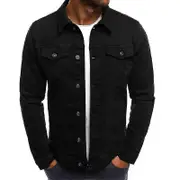 Mens Denim Jeans Jacket Short Im Fit Black L