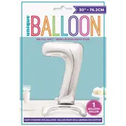 Number 7 Foil Standing Balloon - Silver