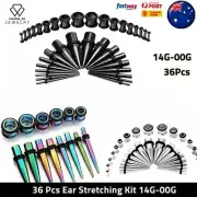 36pcs Ear Stretching Kit Plug Set Stretch Ear Taper Expander Stretcher Tapers AU