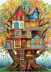 Tree House Puzzles for Adults 1000 Pieces, Fantasy Tree of Life Jigsaw Puzzles, Plant Challenging Hard Puzzles as Nature Home Decor & Gifts