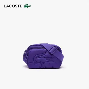 【LACOSTE】包款-鱷魚衍縫空氣斜背包(莓果紫)