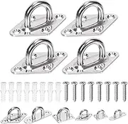 Glarks 36pcs M5 Stainless Steel Pad Eye Plate Hook Kit, Diamond Eye Plate U Hooks Heavy Duty Ceiling Hooks and Carabiner Clips Snap Hook for Ceiling and Mounting Hanging Hardware