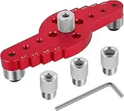 Vertical Pocket Hole Drilling Jig Aluminum Alloy Straight Hole Drilling Locator Self Centering Dowel Jig Drill Guide with Scriber Wood Dowelling Drill Positioner